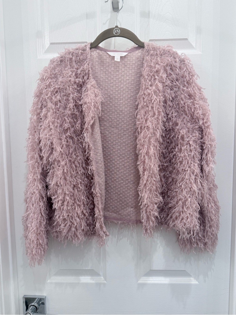 LC Lauren Conrad Plush Shaggy Open-Front Cardigan - Dusty Rose